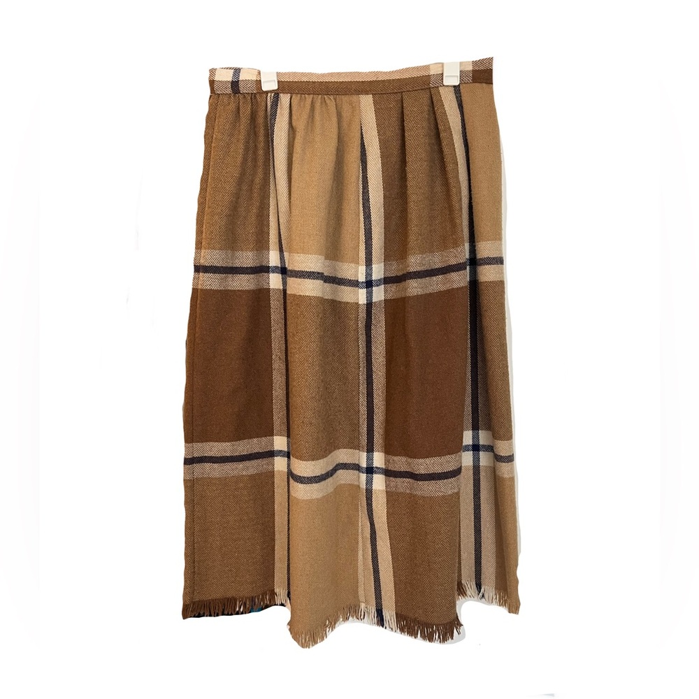 Koret Brown Tan Midi A-Line Skirt with Pleats